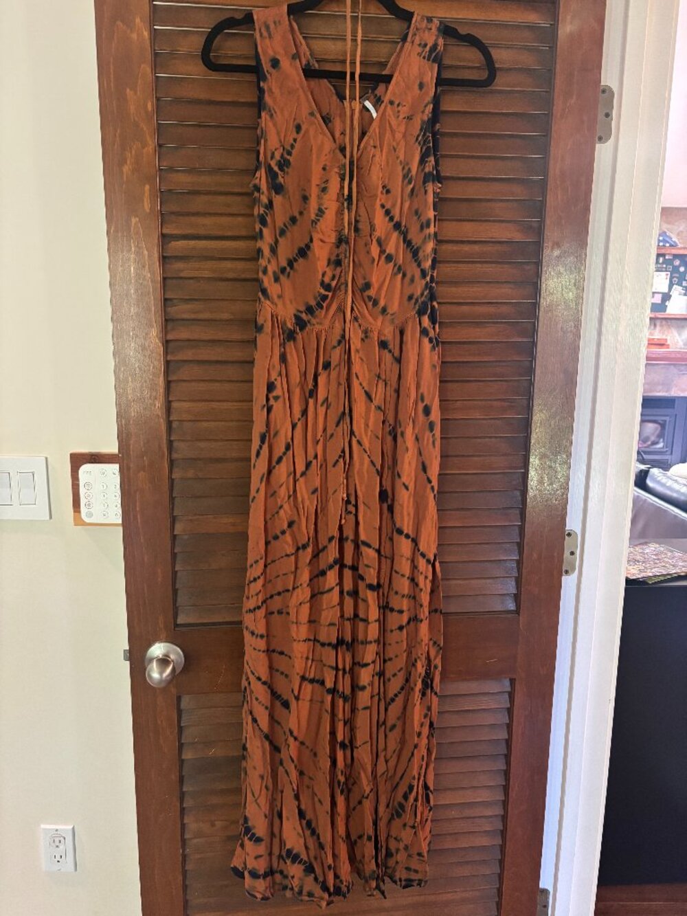 Young Fabulous & Broke YFB Rust Black Tie Dye Boho Maxi Dress